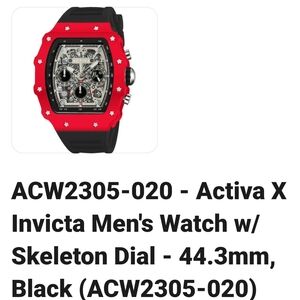 Invicta Red and Black Skeleton Dial Watch